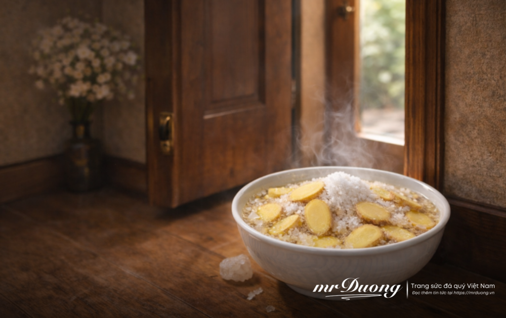 Đặt muối gừng xả xui ở góc nhà, đón bình an trọn năm.