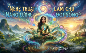 Tâm hồn là Cửa sổ lớn nhìn ra cảnh núi non hùng vĩ lúc bình minh thể hiện sự kết nối "Thiên - Địa - Nhân"